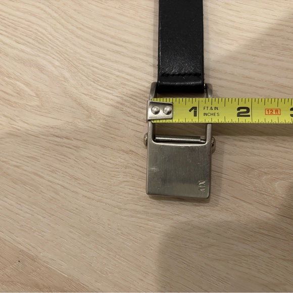 Armani Exchange black leather belt with silver hardware. adjustable size - Picture 5 of 5